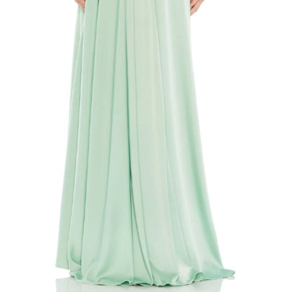 MAC DUGGAL 11262 EMBELLISHED ONE SHOULDER ASYMMETRICAL SAGE GOWN sz 8 - Picture 5 of 5